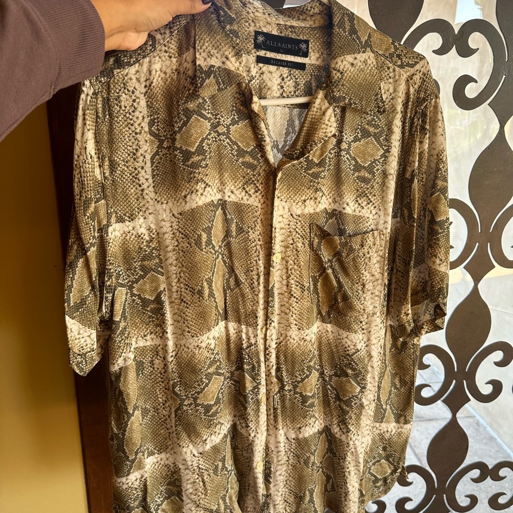 All Saints button down shirt! XL snake print
